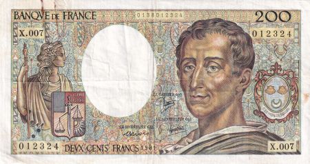 France 200 Francs - Montesquieu - 1981 - Série X.007