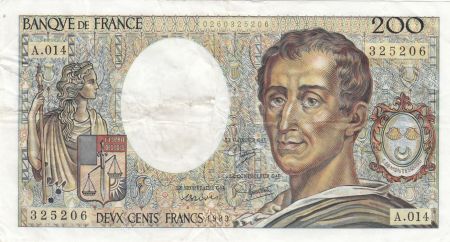 France 200 Francs - Montesquieu - 1982 - Série A.014 - F.70.03