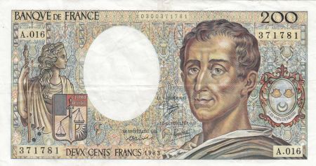 France 200 Francs - Montesquieu - 1983 - Série A.016 - F.70.03