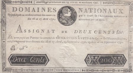 France 200 Livres Louis XVI - 19 Juin et 12 Sept. 1791 - Série B