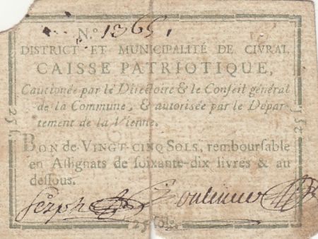 France 25 sols - Vienne - Civrai - Non retrouvé -  1791