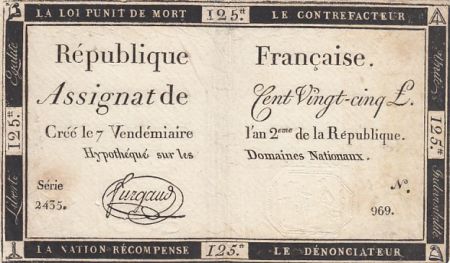 France 250 Livres - 7 Vendémiaire An II - 1793 - Sign. Furgaud - Série 2435