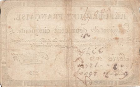 France 250 Livres - 7 Vendemiaire An II - 28.9.1793 - Sign. Deschamps - Série 5042