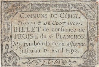 France 3 sols - Manche - Commune de Cérisy - Non retrouvé (rare) - 1793