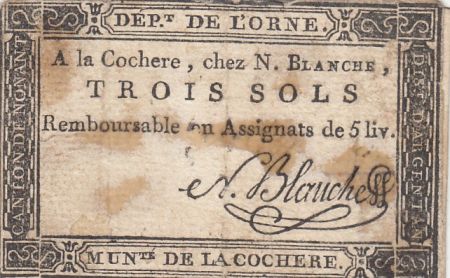 France 3 sols - Orne - La Cochère - N. Blanche - 1792