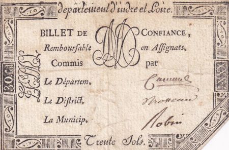 France 30 Sols - Indre et Loire - Caisse de Confiance du département - 1792