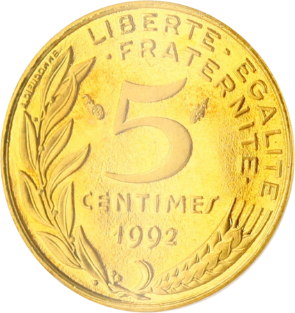 France 5 Centimes BE Marianne 1992