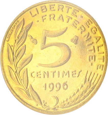 France 5 Centimes BE Marianne 1996