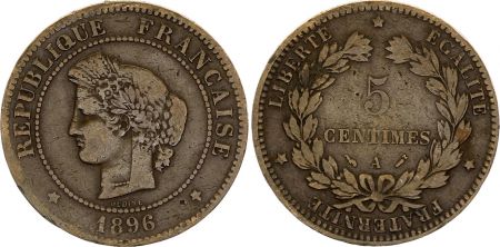 France 5 Centimes Cérès - Troisième République - 1896 Faisceau A Paris