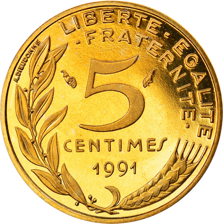 France 5 centimes Marianne - 1991 - BE