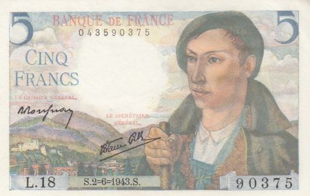 France 5 Francs - Berger - 02-06-1943 - Série L.18