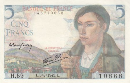 France 5 Francs - Berger - 05-08-1943 - Série H.59