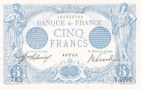 France 5 Francs - Bleu - 31-03-1915 - Série Y.4993