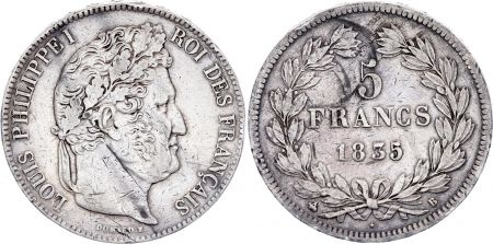 France 5 Francs - Louis Philippe I - 1835 B Rouen - Argent