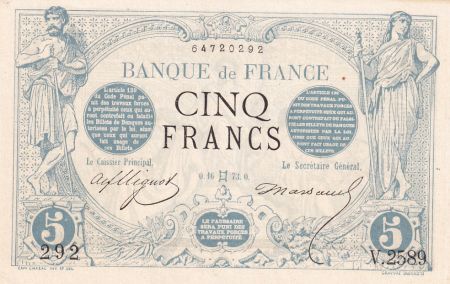 France 5 Francs - Noir - 16-05-1873 - Série V.2589