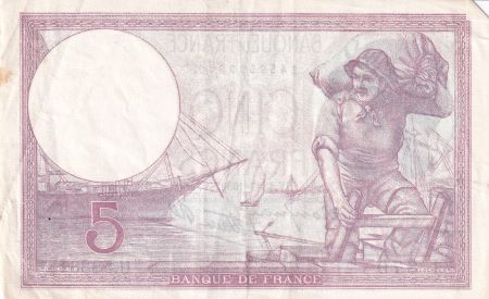 France 5 Francs - Violet - 13-07-1939 - Série U.58381