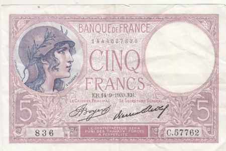 France 5 Francs - Violet - 14-09-1933 - Série C.57