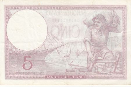 France 5 Francs - Violet - 26-10-1939 - Série E.65182