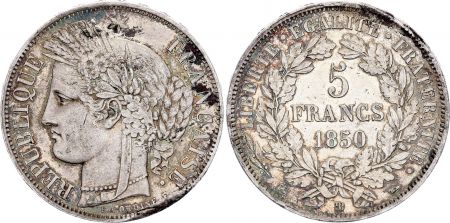 France 5 Francs, Cérès - 1850 BB Strasbourg - Argent