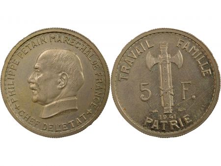 France 5 Francs, Essais Pétain, 3e Type - 1941 Paris