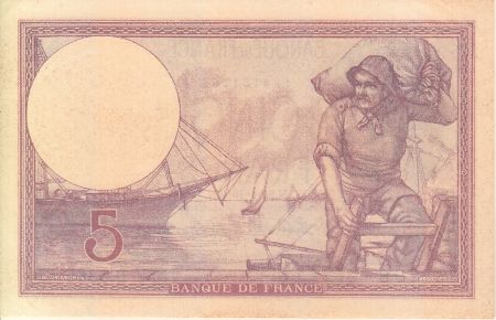 France 5 Francs 1919 Série B.5365 Violet