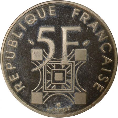 France 5 Francs Argent, Tour Eiffel - 1989 BE