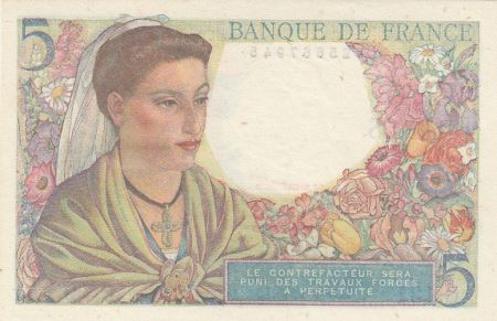 France 5 Francs Berger - 05-04-1945 - Série G.131