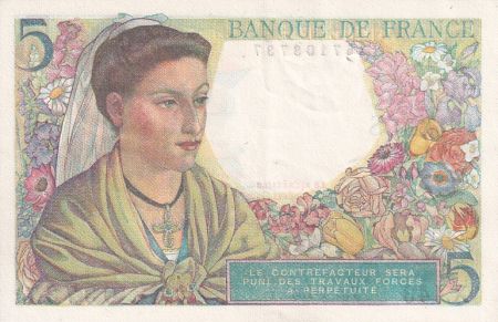 France 5 Francs Berger - 05-04-1945 - Série X.143