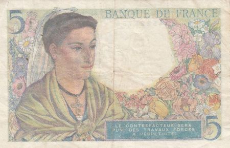 France 5 Francs Berger - 05-08-1943 Série C.59