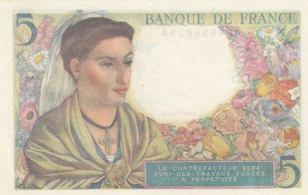 France 5 Francs Berger - 05-08-1943 Série F.67