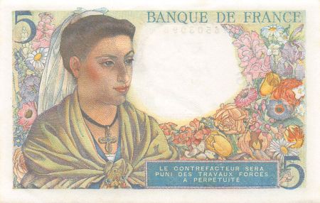 France 5 Francs Berger - 22-07-1943 - Série Q.31