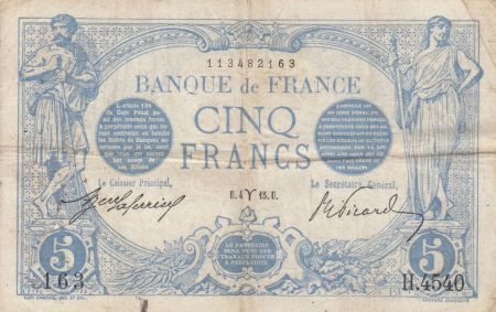 France 5 Francs Bleu - 04-03-1915 Série H.4540