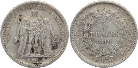 France 5 Francs Hercule - IIeme République - 1848 A Paris