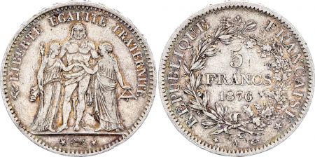 France 5 Francs Hercule - III e République - 1876 A