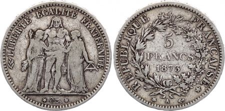 France 5 Francs Hercule 1873 A - Paris - Argent