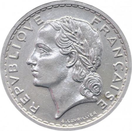 France 5 Francs Lavrillier - 1937