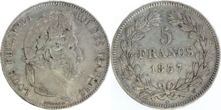 France 5 Francs Louis-Philippe 1er - 1837 W Lille