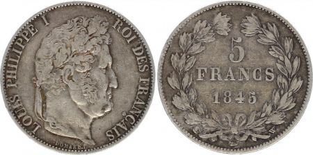 France 5 Francs Louis-Philippe 1er - 1845 W Lille