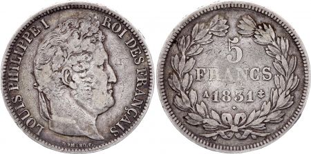 France 5 Francs Louis-Philippe I  - 1831 A Paris - Argent - Tranche en relief