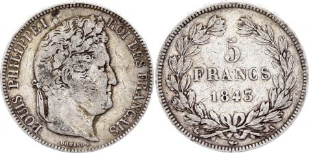 France 5 Francs Louis-Philippe I  - 1843 A Paris - Argent