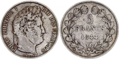 France 5 Francs Louis-Philippe I  - 1844 BB Strasbourg - Argent