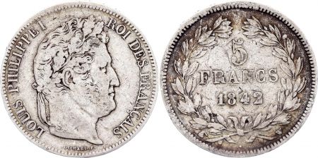 France 5 Francs Louis-Philippe I - 1842 W Lille - Argent