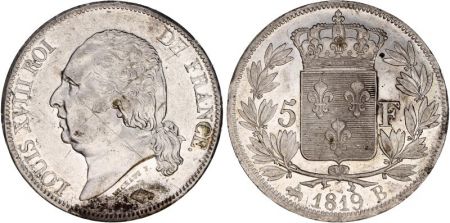 France 5 Francs Louis XVIII Buste nu - 1819 B