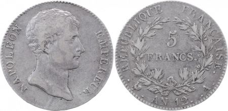 France 5 Francs Napoléon Empereur - Type Intermédiaire - An 12 A