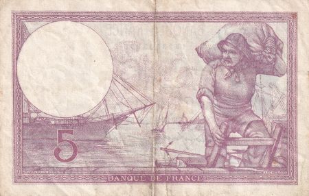 France 5 Francs Violet - 17.08.1939 - Série D.60933