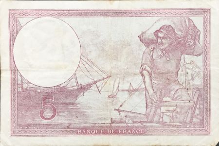 France 5 Francs Violet 24-08-1933 Série X.57443 - TTB