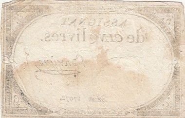 France 5 Livres - 10 Brumaire An II (31.10.1793) - Sign. Baziure - Série 17072