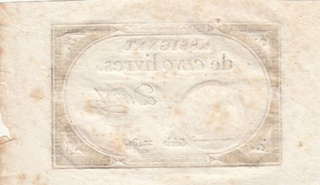 France 5 Livres - 10 Brumaire An II (31.10.1793) - Sign. Duval - Série 22182