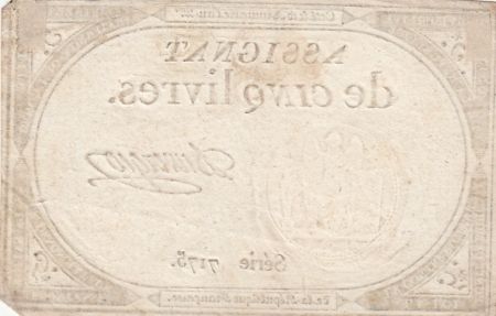 France 5 Livres - 10 Brumaire An II (31.10.1793) - Sign. Duverger - Série 7175