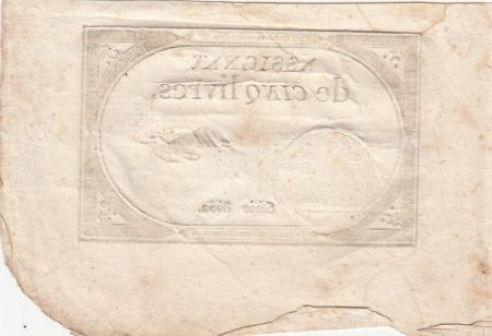 France 5 Livres - 10 Brumaire An II (31.10.1793) - Sign. Mortier - Série 8662